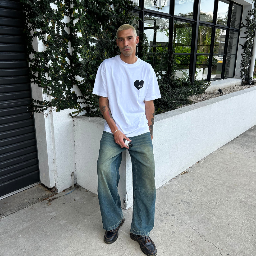 SSAINT Apparel - Heart Tee - Black on White