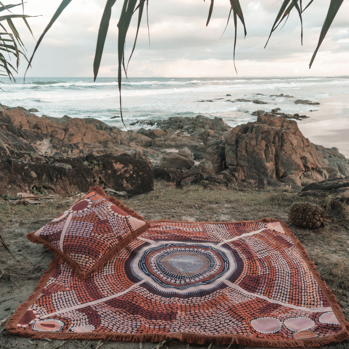 Wandering Folk X Miimi & Jiinda Collab Large Fringed Cushion - Jagun Dreaming