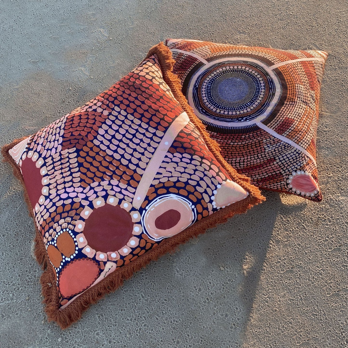 Wandering Folk X Miimi & Jiinda Collab Large Fringed Cushion - Jagun Dreaming