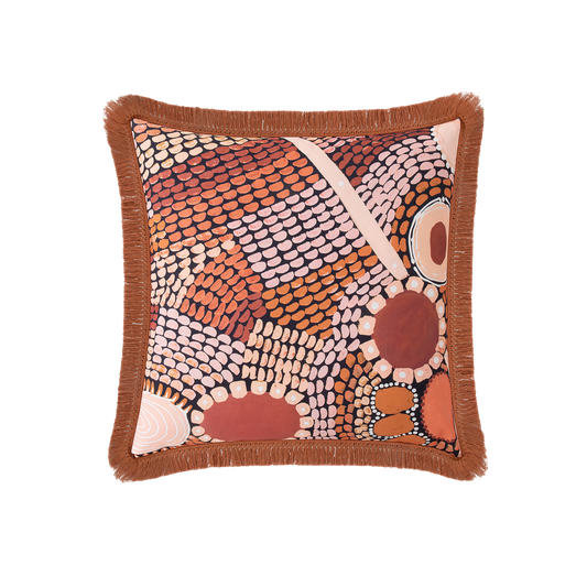 Wandering Folk X Miimi & Jiinda Collab Large Fringed Cushion - Jagun Dreaming