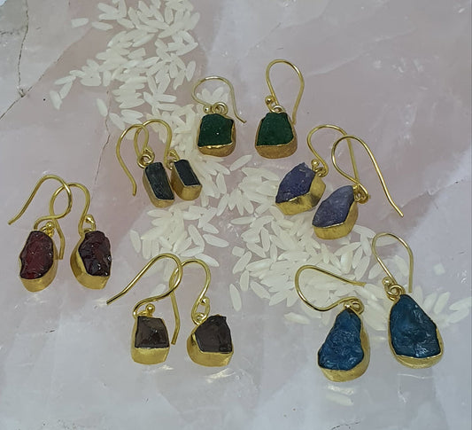 Gold Single Stone Earrings - Various Stones