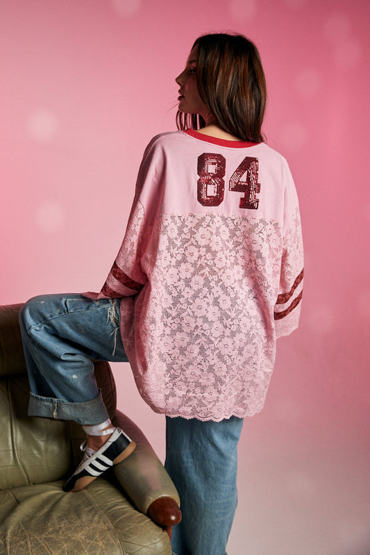Sabbi - The Lace Varsity Jersey - Pink