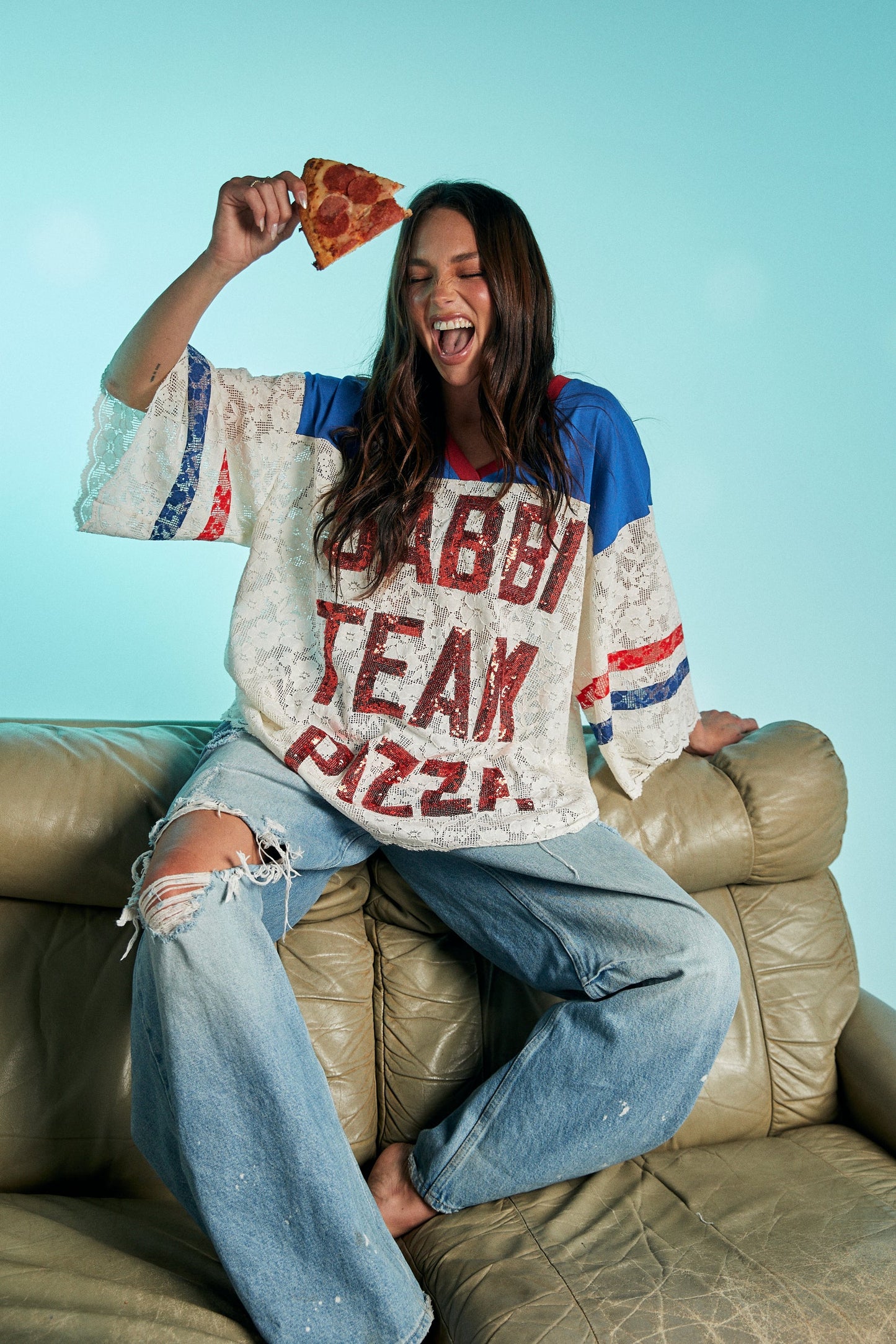 Sabbi - The Team Pizza Lace Jersey - Blue/White