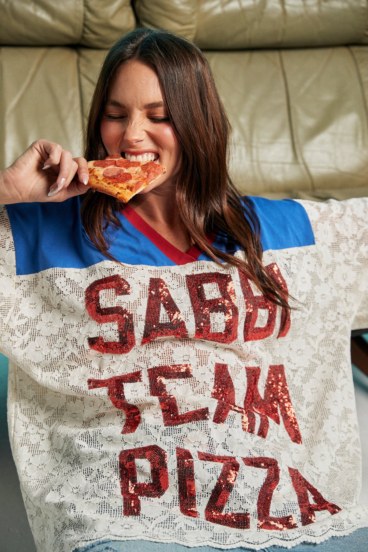 Sabbi - The Team Pizza Lace Jersey - Blue/White