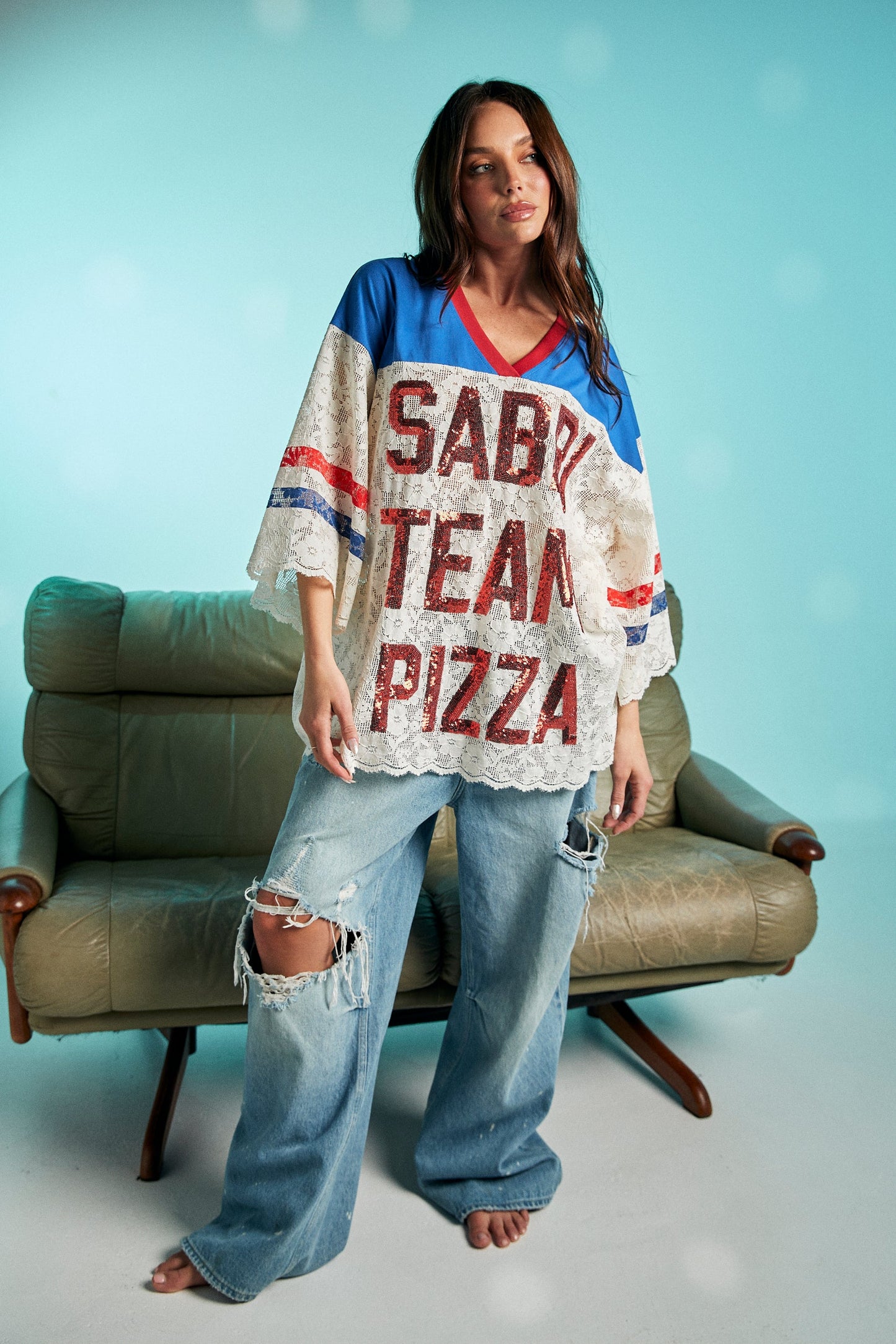 Sabbi - The Team Pizza Lace Jersey - Blue/White