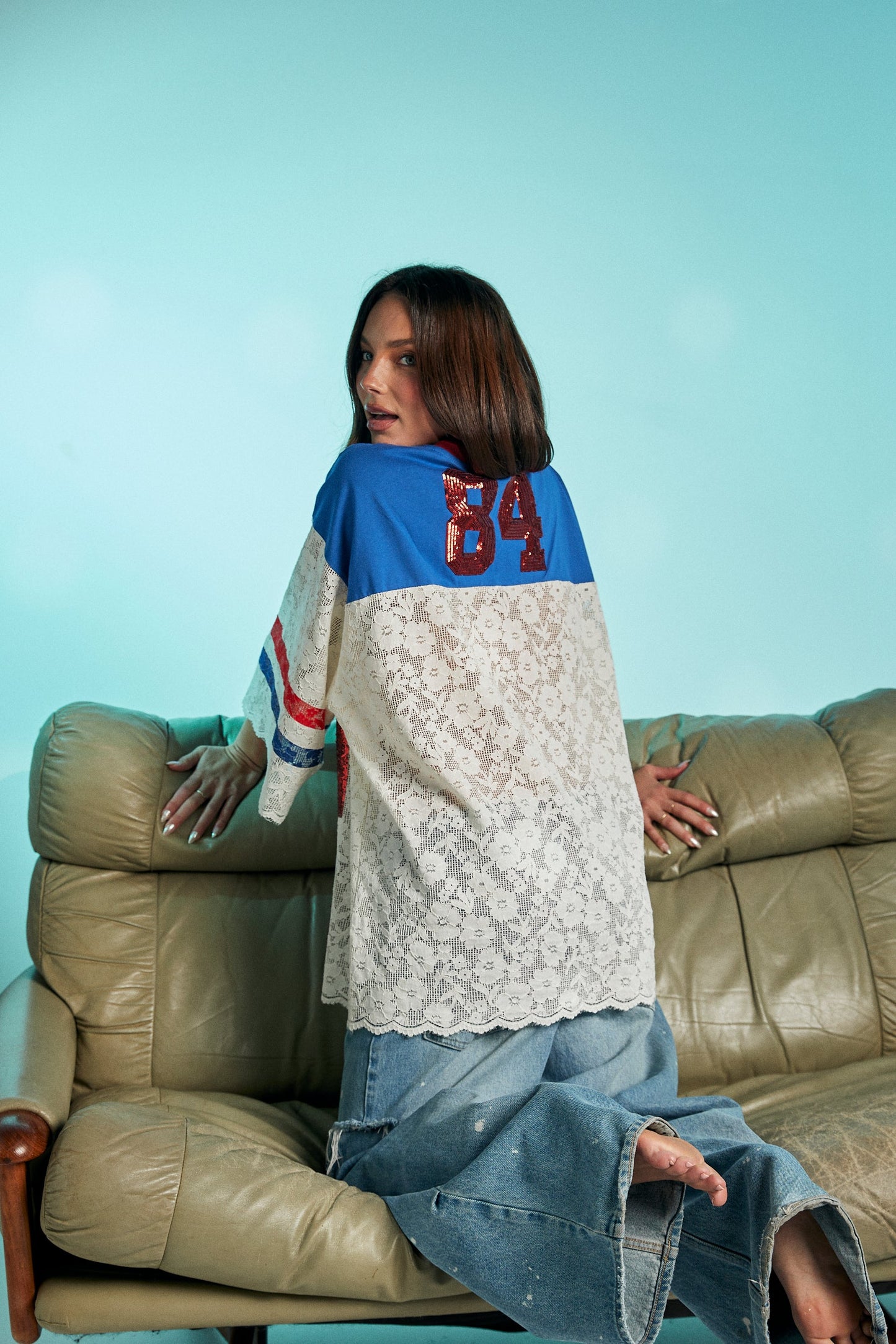 Sabbi - The Team Pizza Lace Jersey - Blue/White