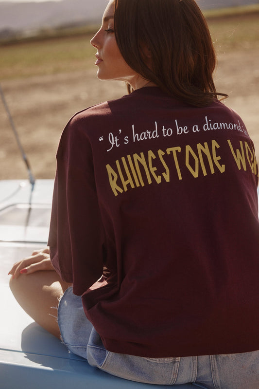 Sabbi - The Very Oversized Rhinestone World Tee - Aubergine