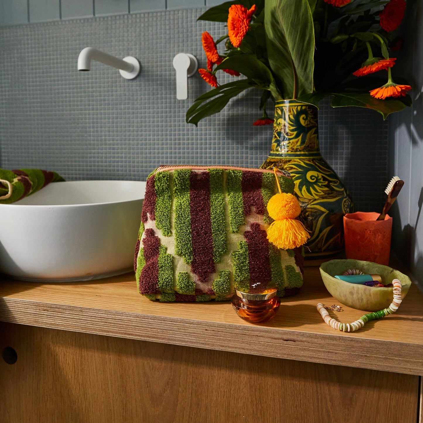 Sage X Clare - Nisha Terry Pouch - Palm