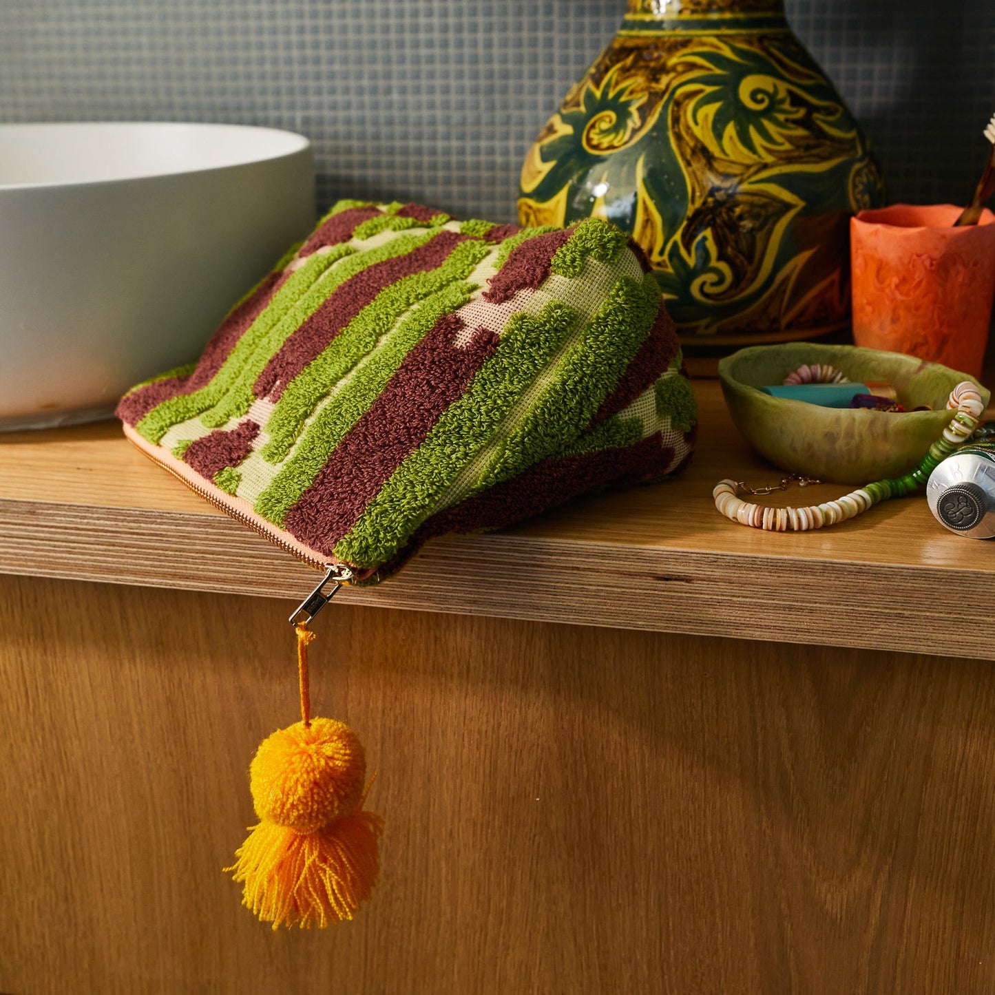 Sage X Clare - Nisha Terry Pouch - Palm