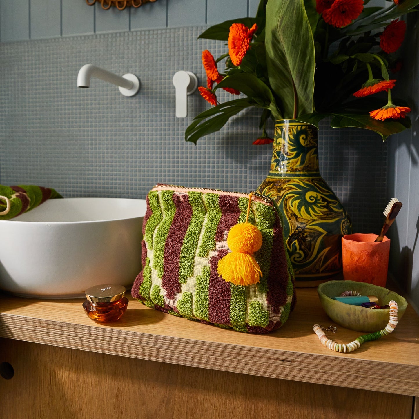 Sage X Clare - Nisha Terry Pouch - Palm
