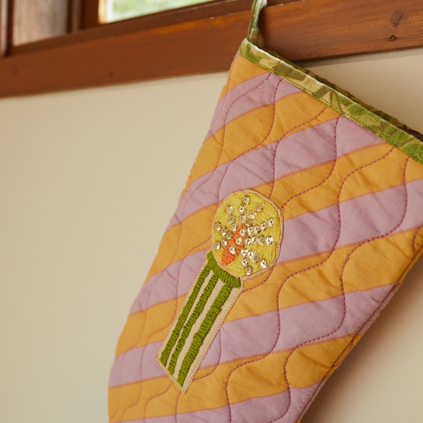 Sage X Clare - Jarita Stripe Christmas Stocking - Mauve