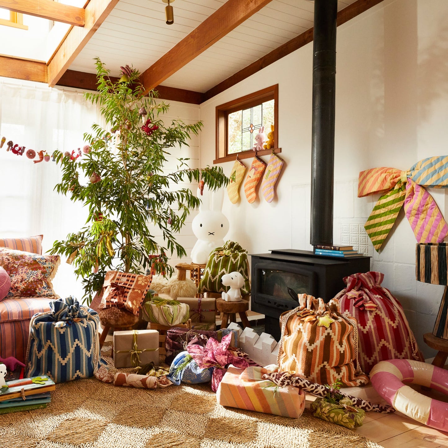 Sage X Clare - Jarita Stripe Christmas Stocking - Mauve
