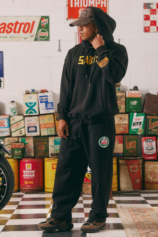 Sabbi - Cuff Leg Sweat Pants - Be Kind - Acid Wash Black