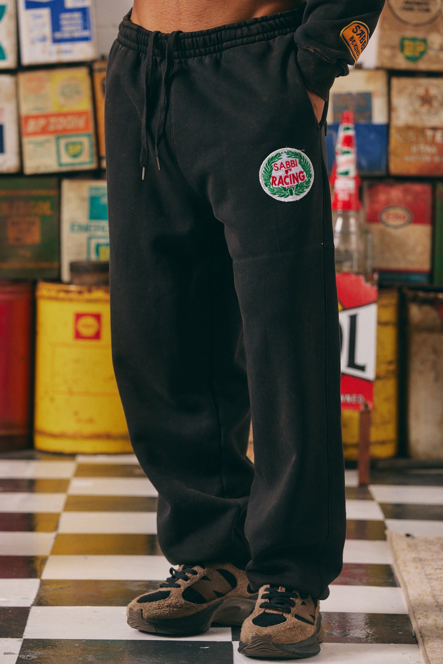 Sabbi - Cuff Leg Sweat Pants - Be Kind - Acid Wash Black
