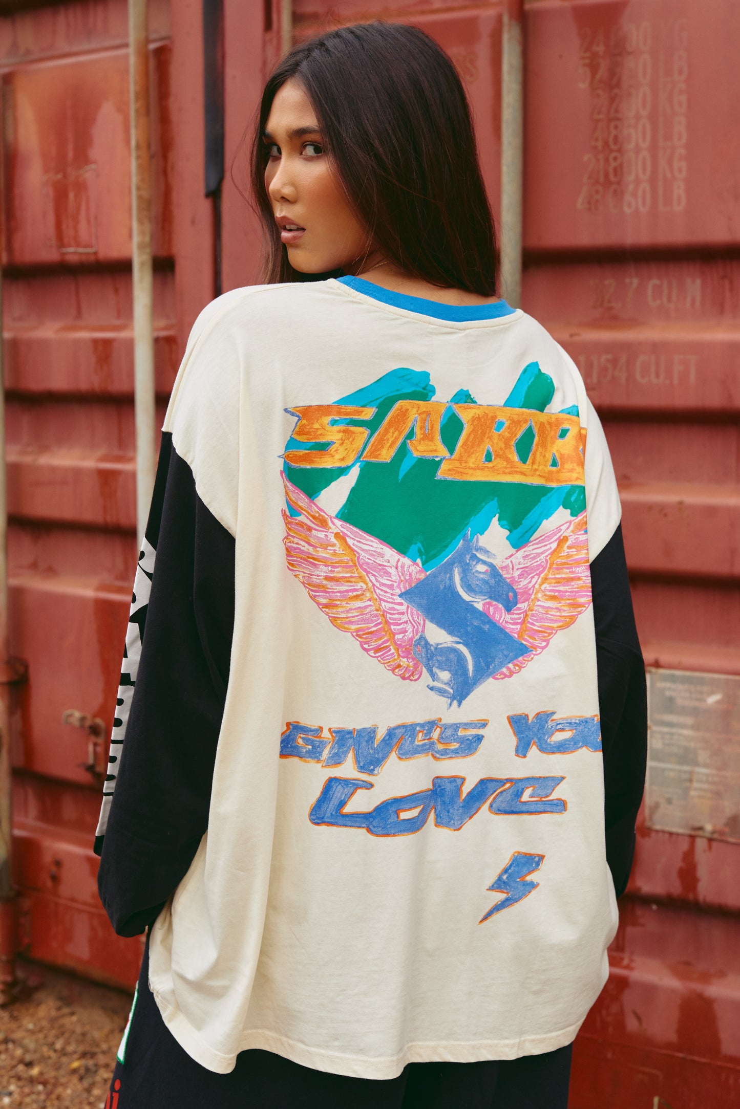 Sabbi - The Long Sleeve Don't Quit Your Day Dream Tee - White + Black