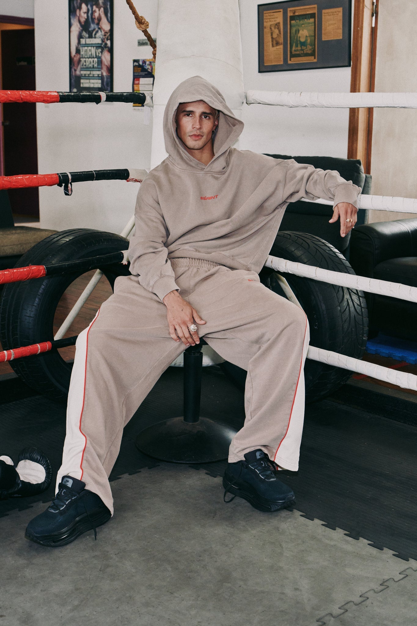 SŚAINT - THE RIVAL HOODIE - ACID WASH BEIGE