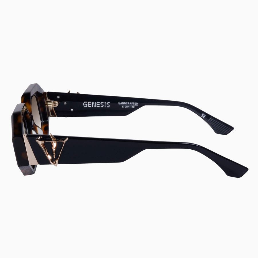 Valley Eyewear - Genesis - Dark Amber Tort, Black Temple w. Gold Metal / Brown Gradient Lens