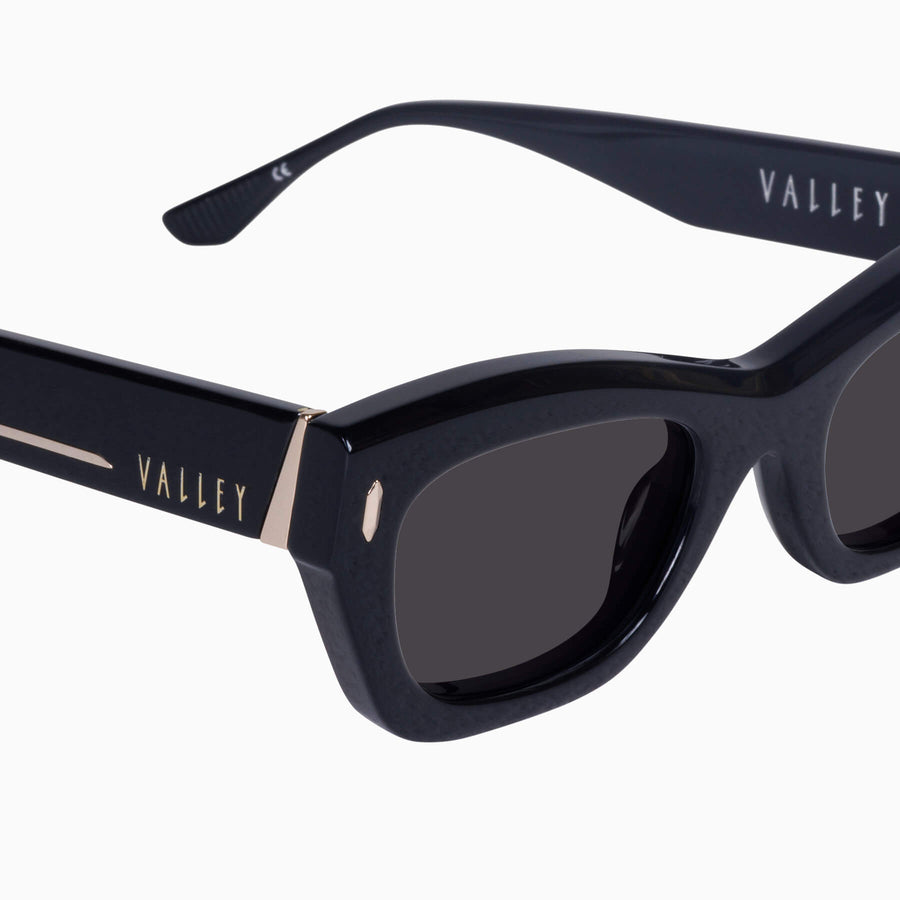 Valley Eyewear - Delancey - Gloss Black w. Gold Metal / Black Lens