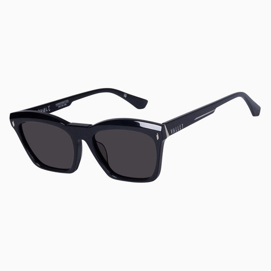 Valley Eyewear - Royale - Gloss Black w. Silver Metal / Black Lens
