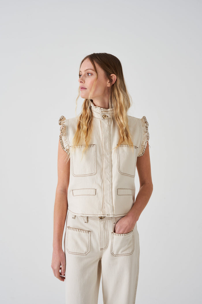 Seventy + Mochi - Pablo Vest - Ecru Denim