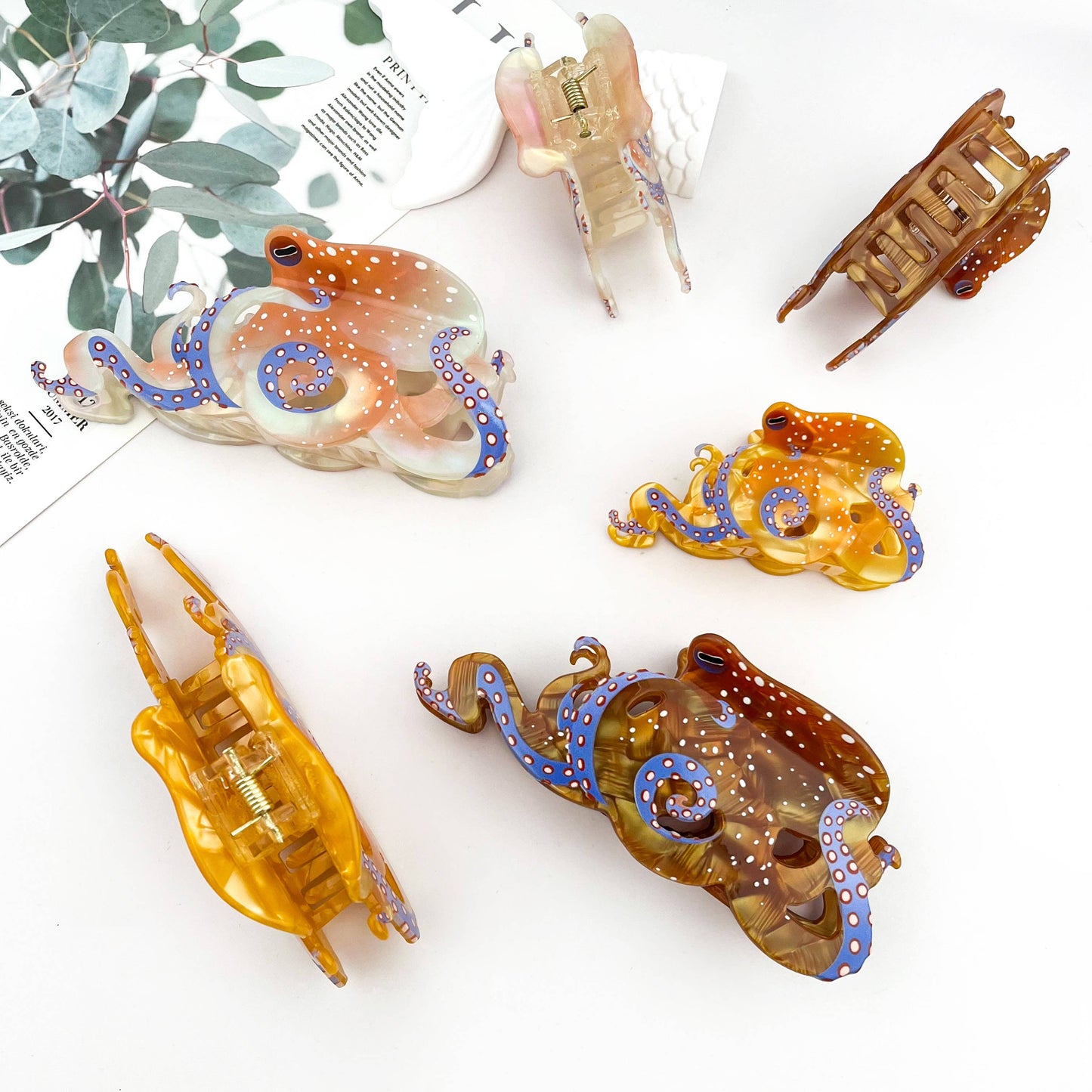 Diva - Blue Ring Octopus - Hair Claw Clips