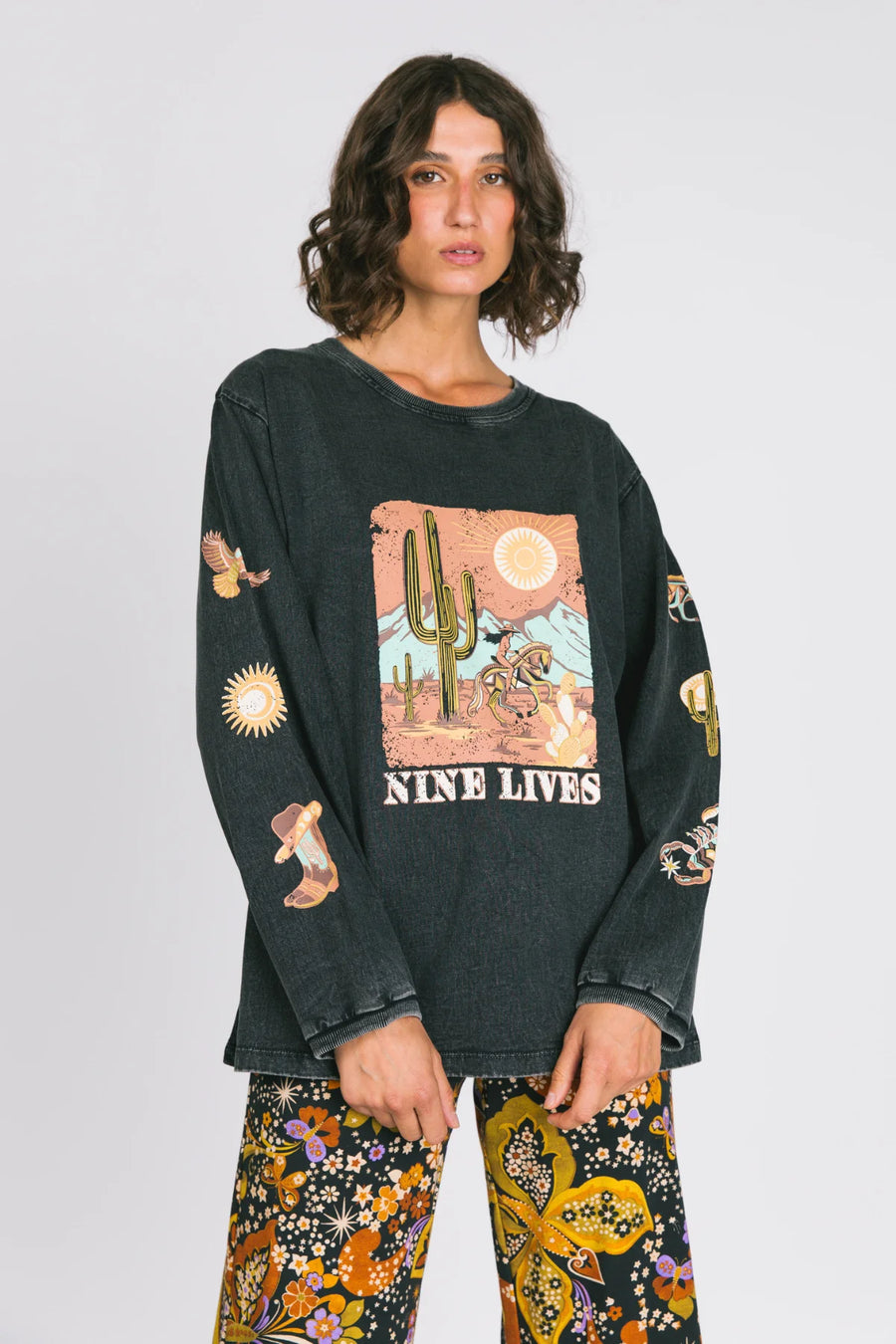 Nine Lives Bazaar - Rambler Longsleeve Tee - Stonewash