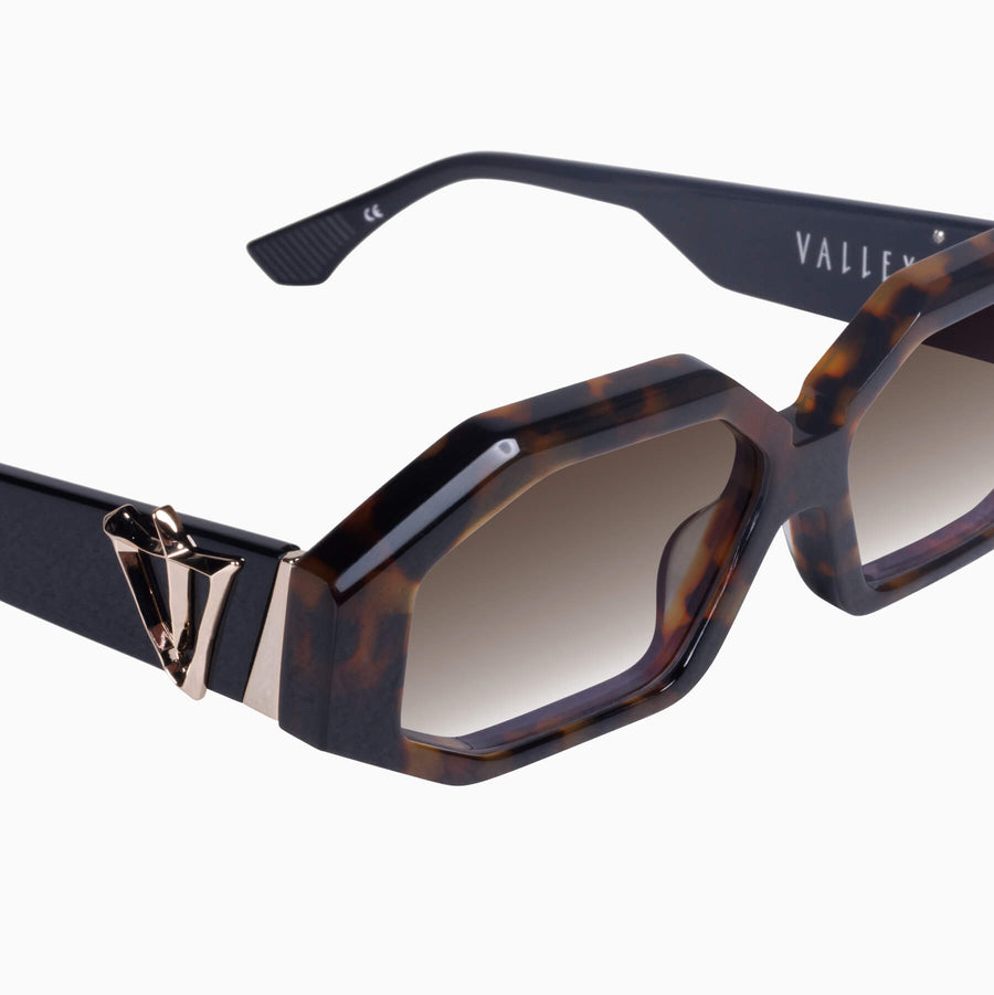 Valley Eyewear - Genesis - Dark Amber Tort, Black Temple w. Gold Metal / Brown Gradient Lens
