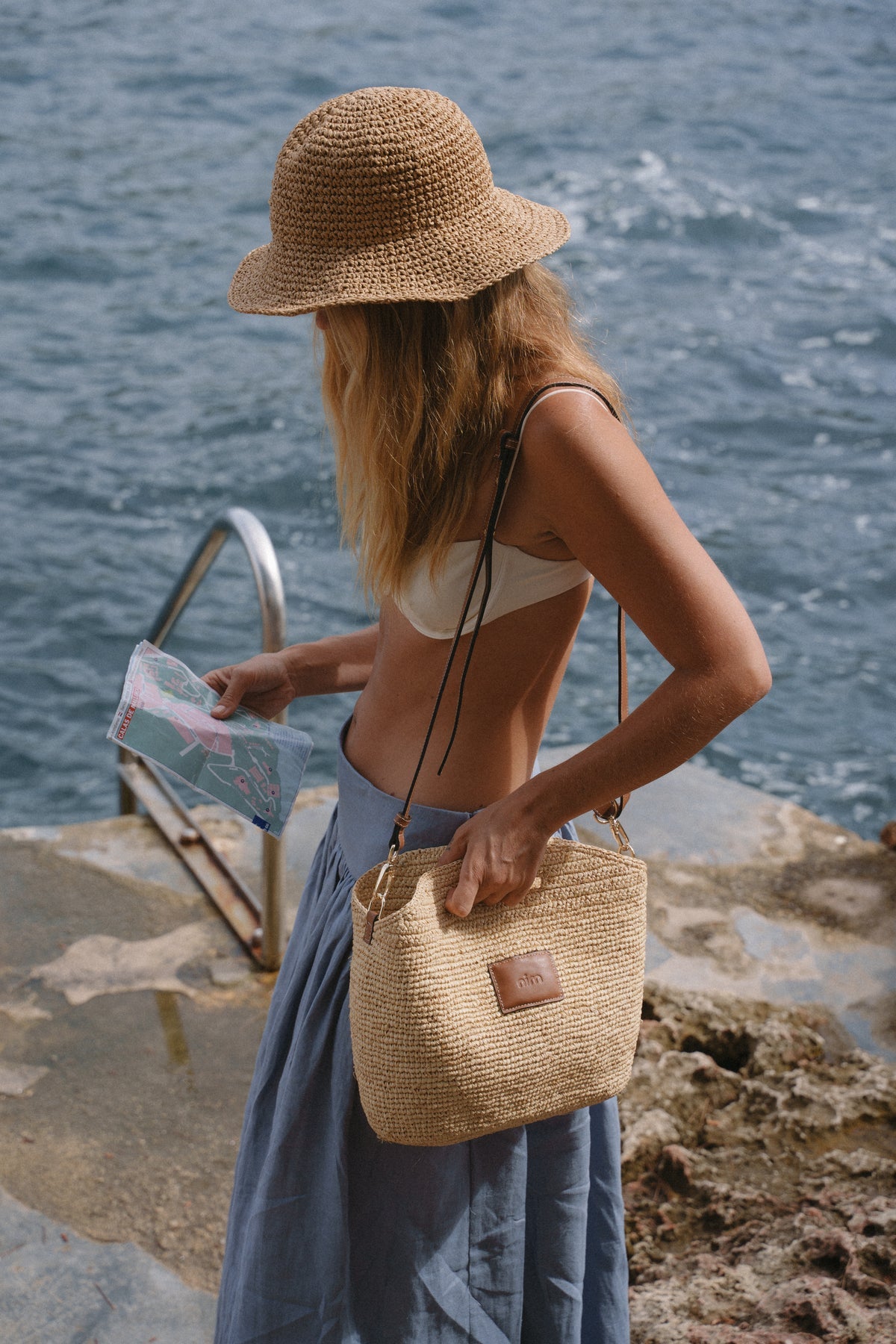 Nim The Label - Leather Trim Raffia BB - Natural