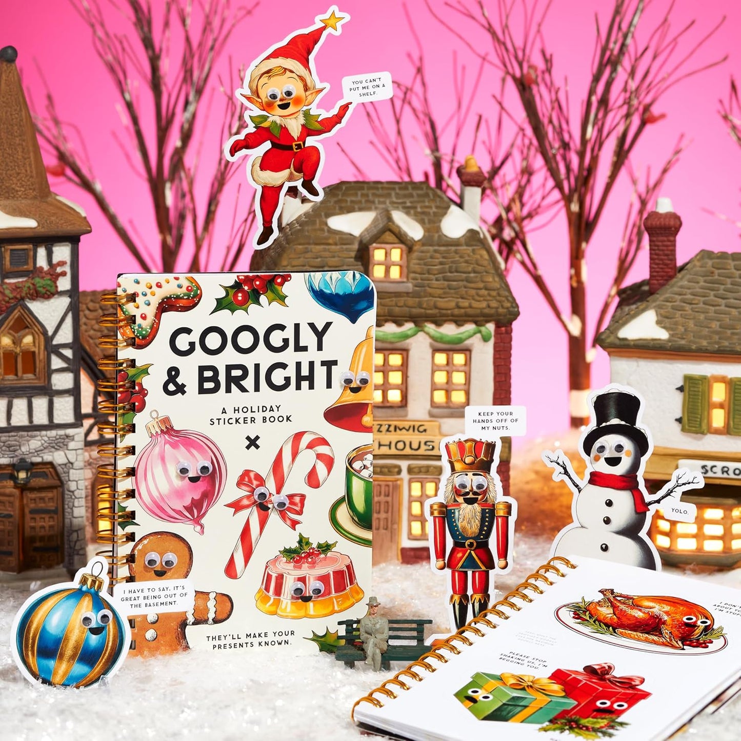Galison - Googly & Bright Holiday Sticker Book - Wrapping Decorations