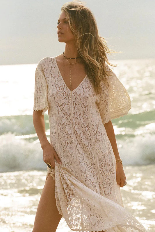 Spell - Lux Lisbon Lace Handkerchief Dress - Vintage Cream