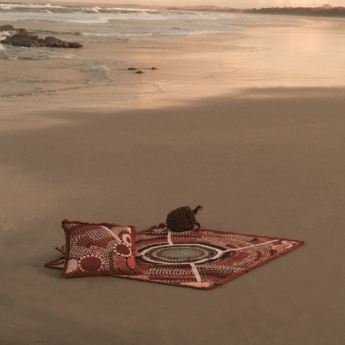 Wandering Folk X Miimi & Jiinda Collab Large Fringed Cushion - Jagun Dreaming