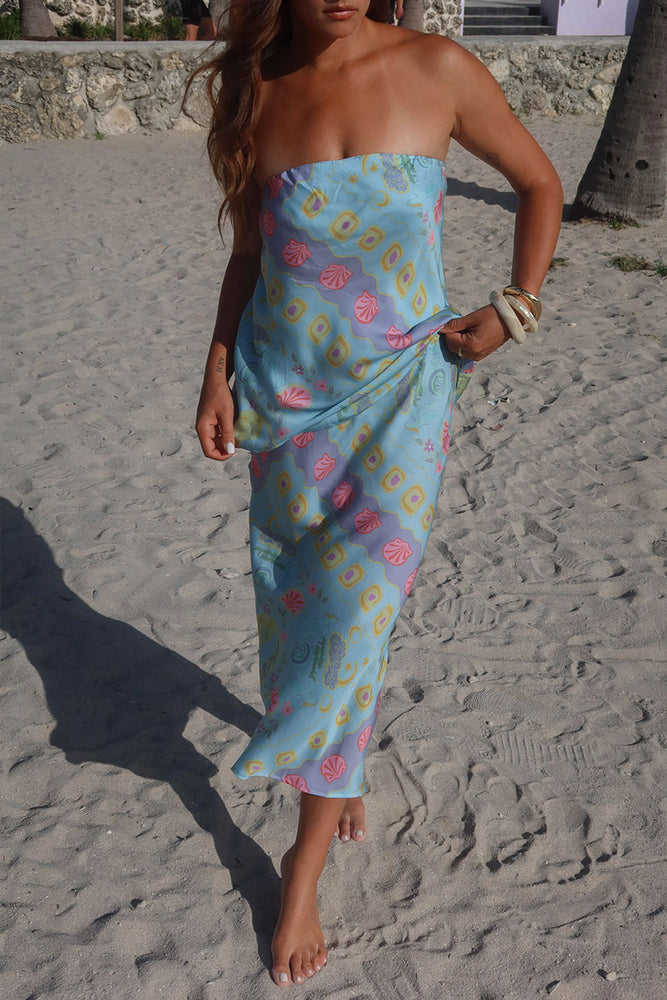 Spell - Aquarius Bias Maxi Skirt - Sky Blue
