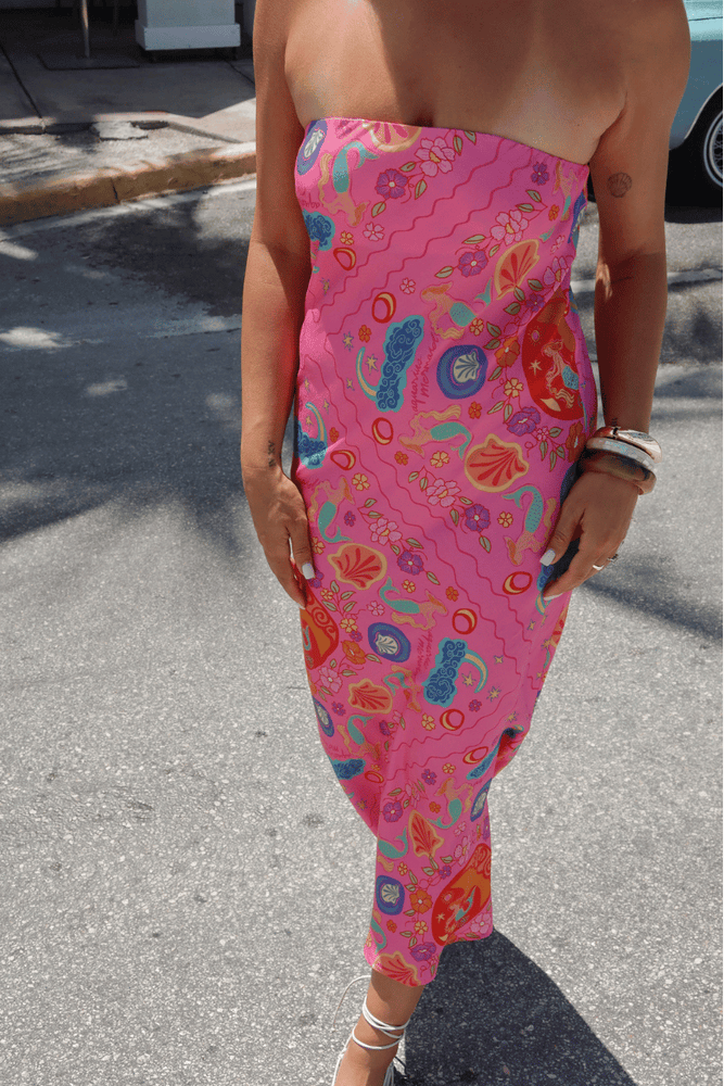 Spell - Aquarius Strapless Bias Dress - Cosmopolitan Pink