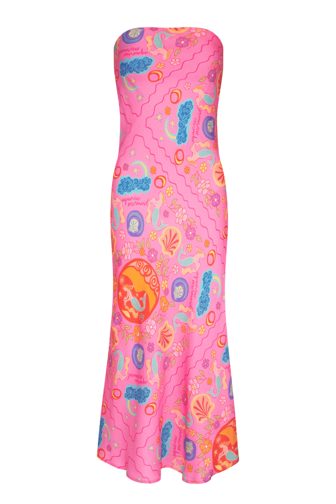 Spell - Aquarius Strapless Bias Dress - Cosmopolitan Pink