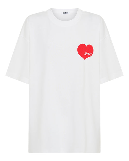 SSAINT Apparel - Heart Tee - Red on White