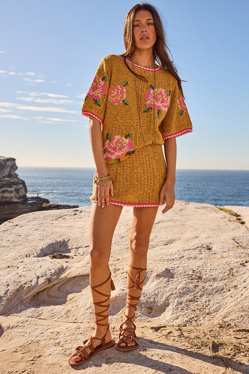 Spell - Coastal Granny Mini Skirt - Mustard