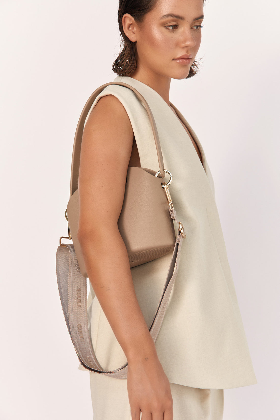 Nim The Label - Shoulder Strap - Taupe Mono - Gold or Silver