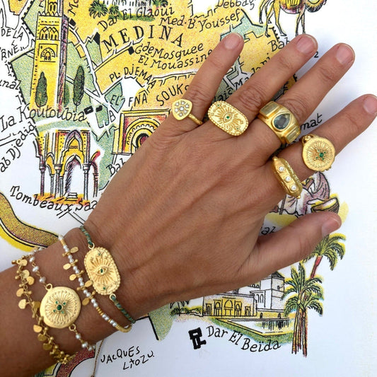 Rubyteva Design - Green Zircon Haveli Ring