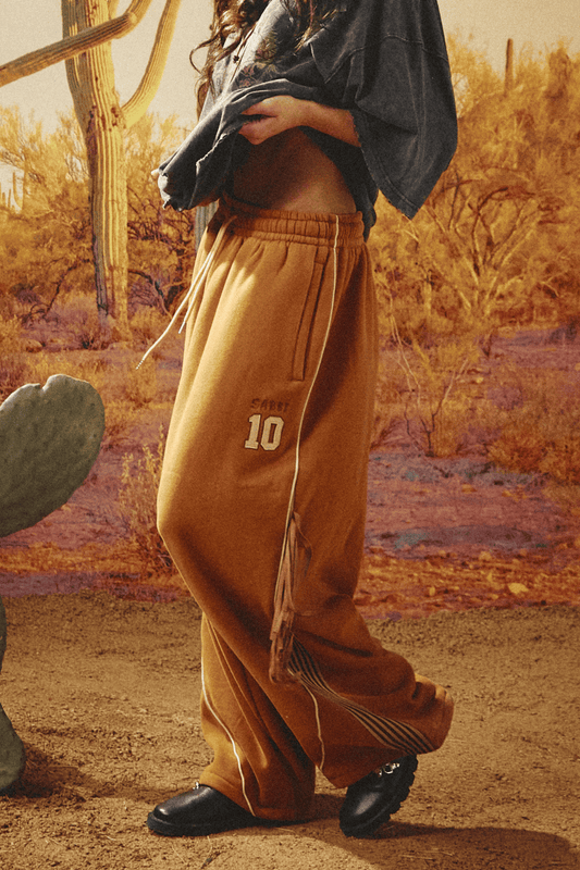 Sabbi - THE HAPPY CHAP WIDE LEG SWEAT PANTS - Brown