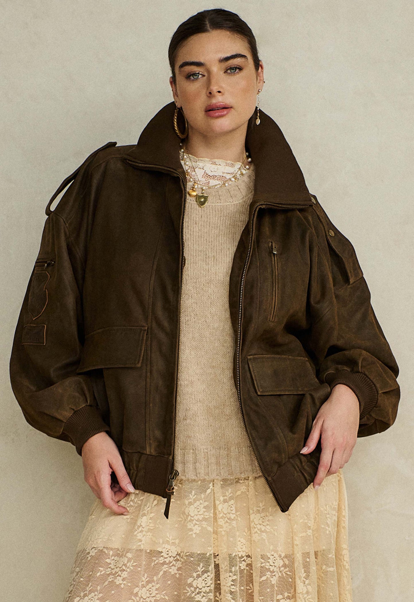 Spell - Fontaine Leather Bomber Jacket - Vintage Brown