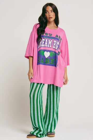 Sabbi - The Very Oversized Dream Big Beaded Tee - Pink