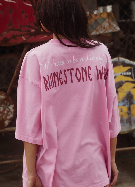 Sabbi - The Very Oversized Rhinestone World Tee - Pink