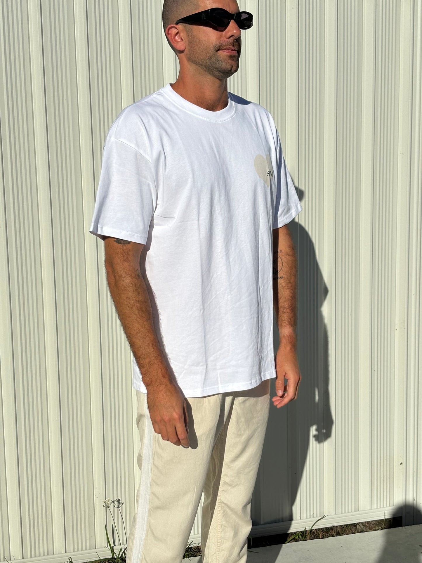 SSAINT Apparel - Heart Tee - Cream on White