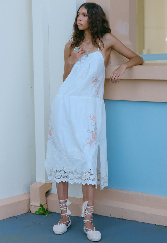 Spell - Kala Strappy Sundress - White Lily