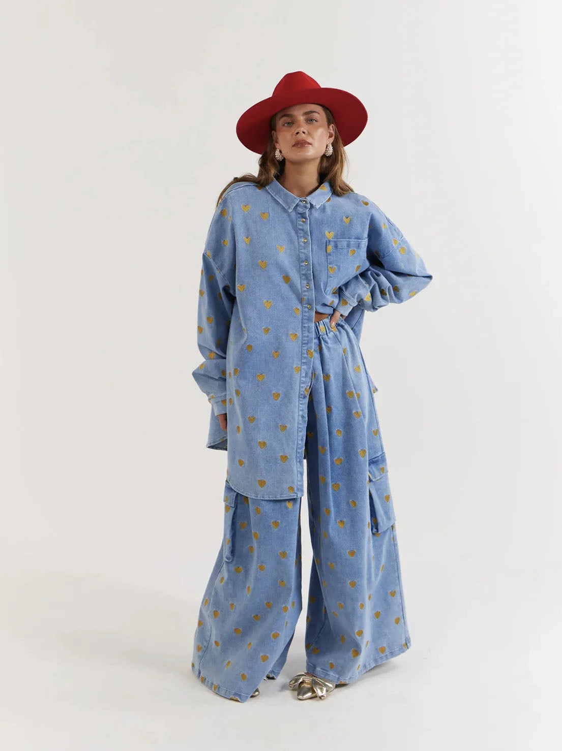 La Boheme Girls - Ezra Pants - Denim Hearts