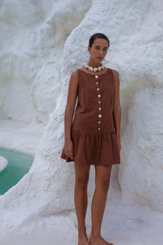 Palm Collective - Lila Drop Waist Dress - Brown