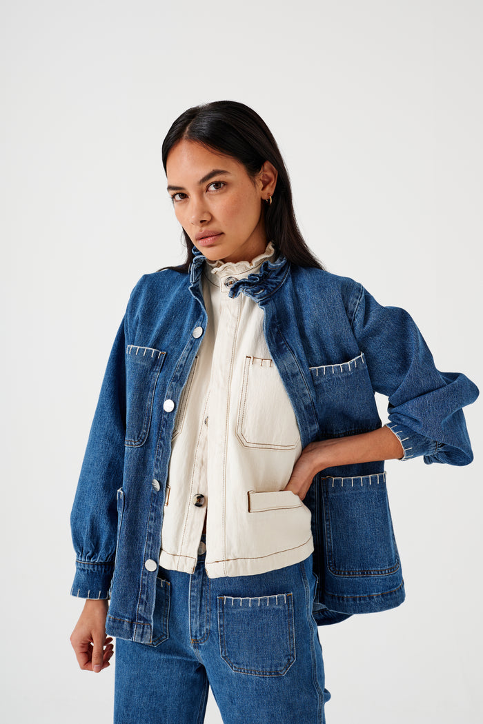 Seventy + Mochi - Pablo Vest - Ecru Denim