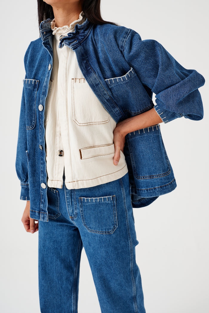 Seventy + Mochi - Pablo Vest - Ecru Denim