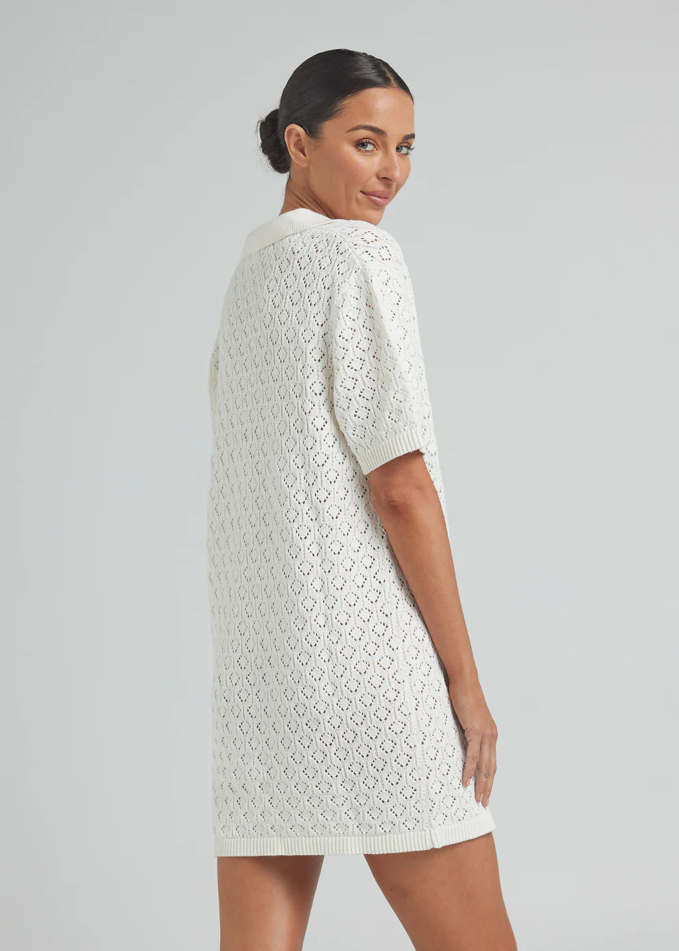 Poolside Paradiso - Mimosa Knit Shirt Dress - Gardenia