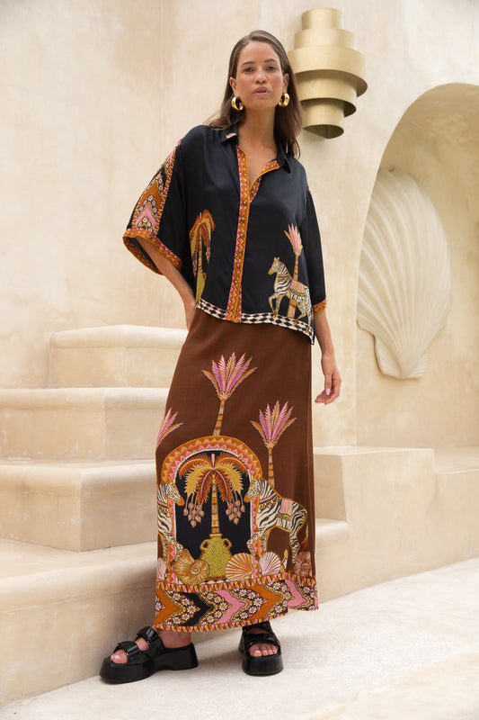 Nine Lives Bazaar - Abigail Maxi Skirt - Safari
